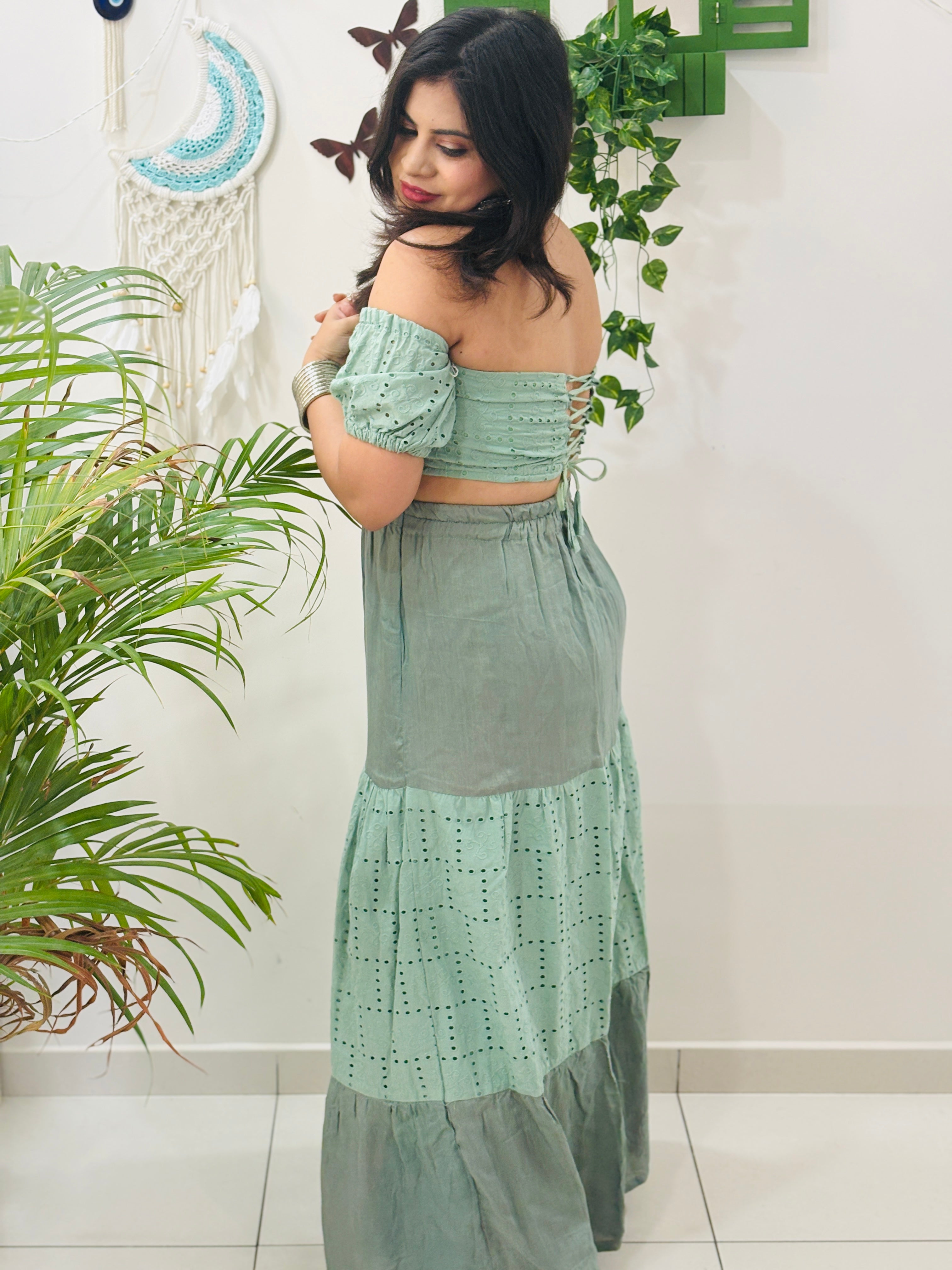 Mint Muse Chikankari Skirt Set
