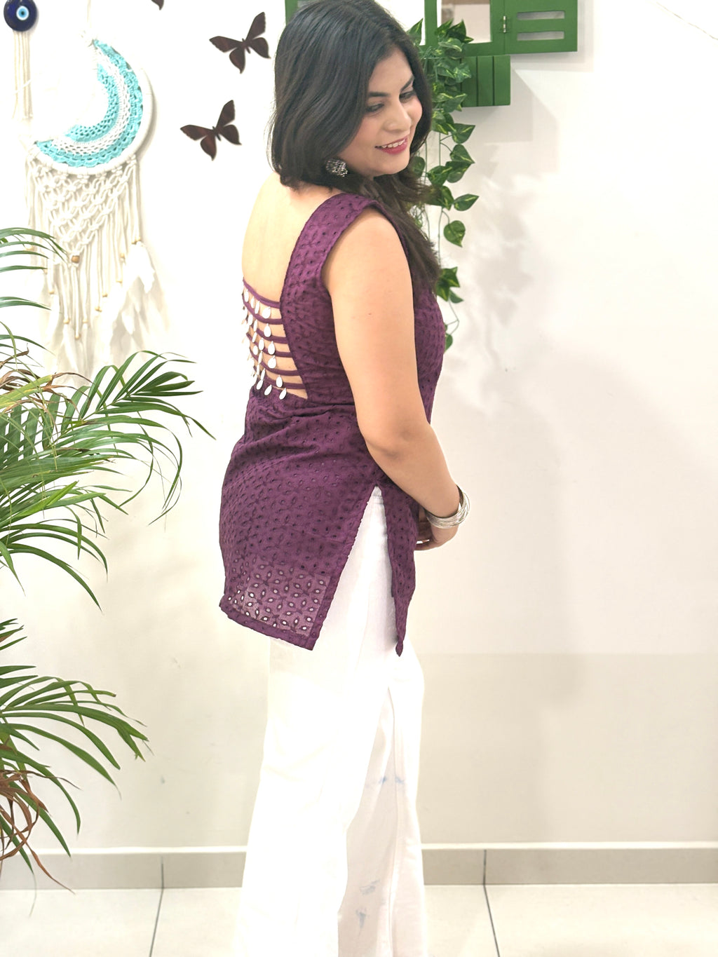 Plum Shell Ladder Kurti