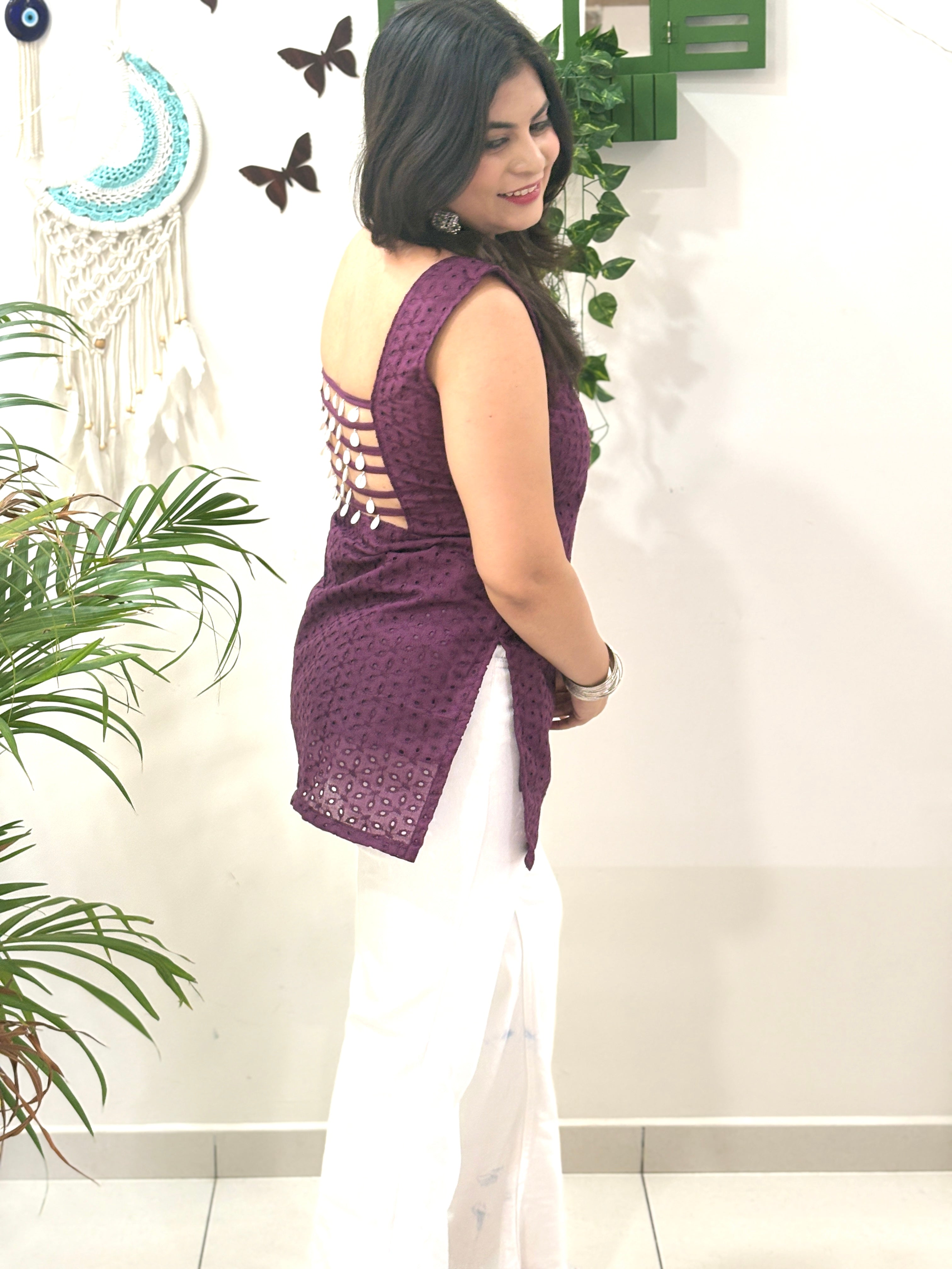 Plum Shell Ladder Kurti