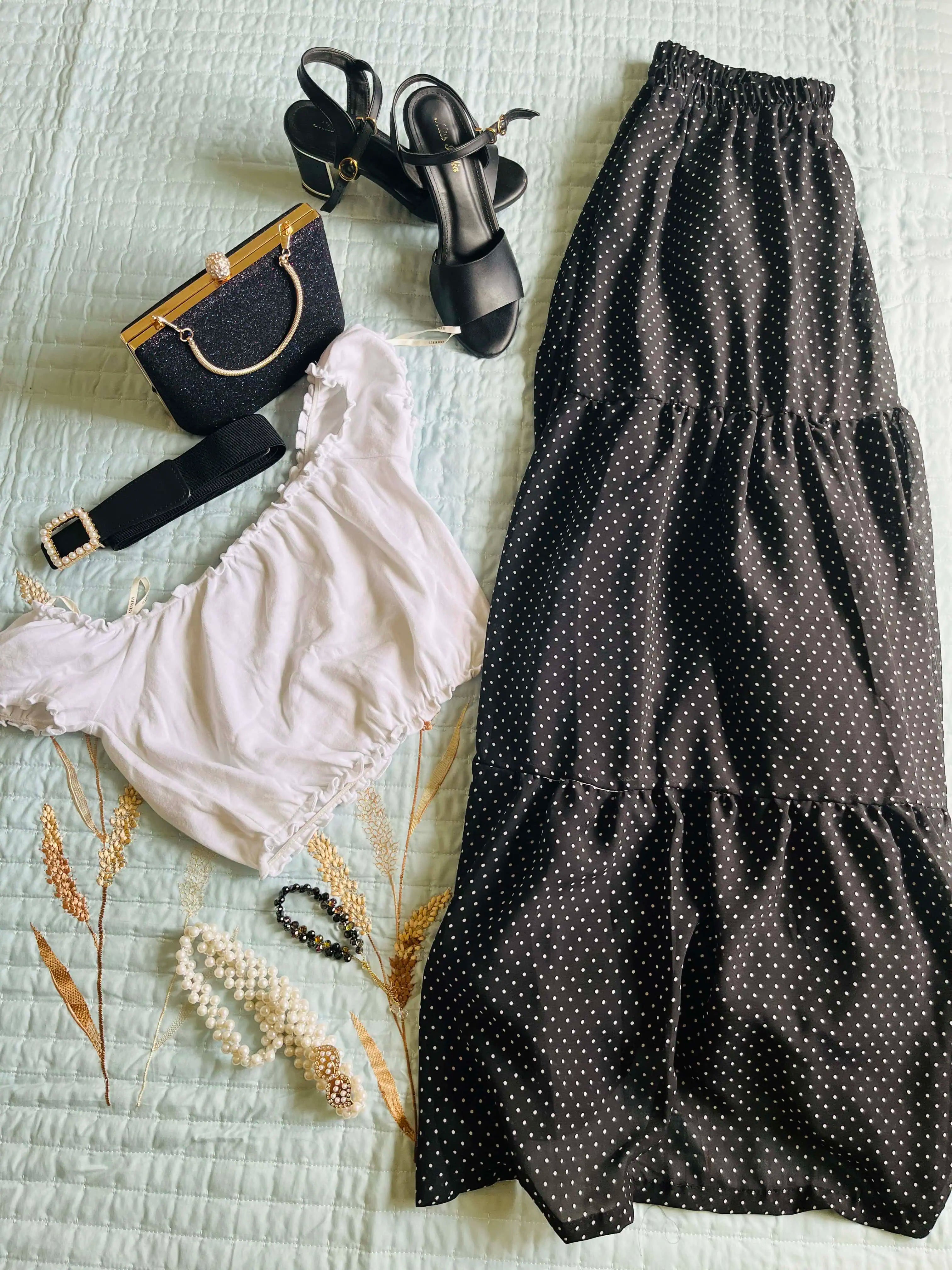 Polka Dot B&W Long Skirt