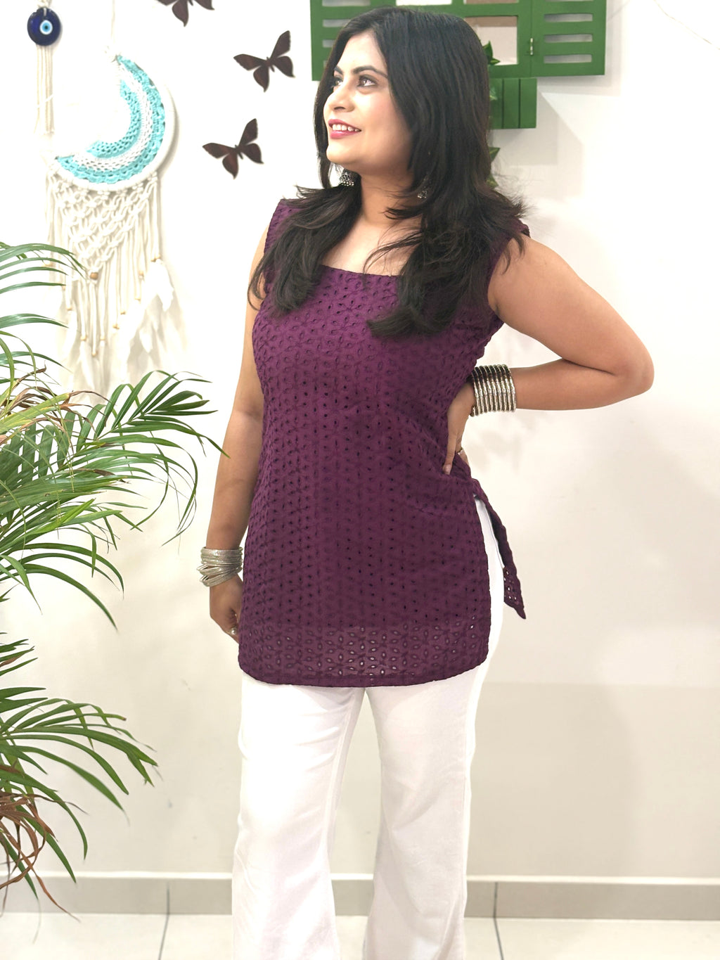 Plum Shell Ladder Kurti