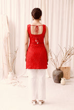 Madhuri Mirrorwork Kurti – Red