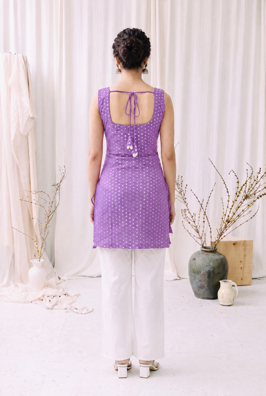 Madhuri Mirrorwork Kurti – Lavender