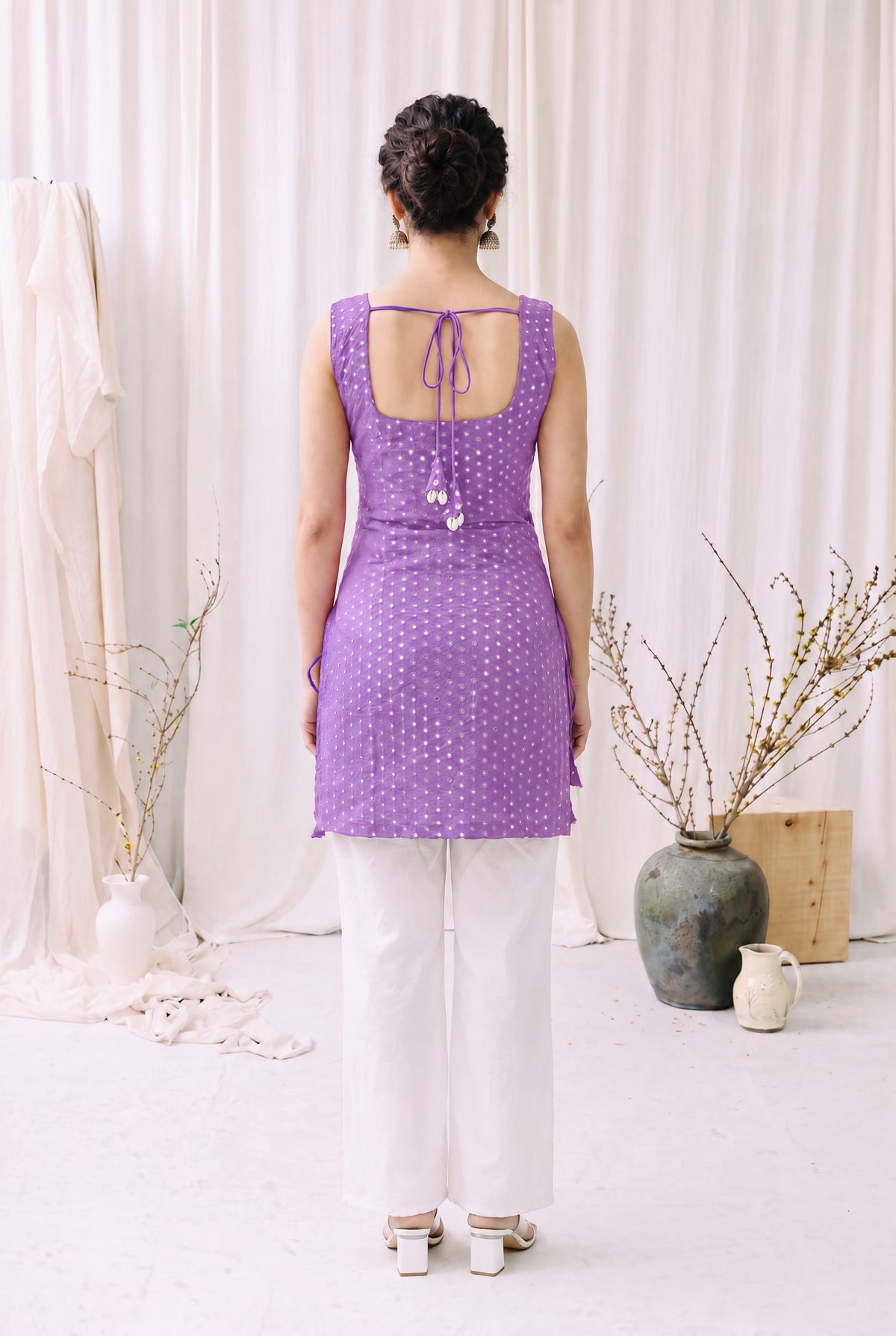 Madhuri Mirrorwork Kurti – Lavender