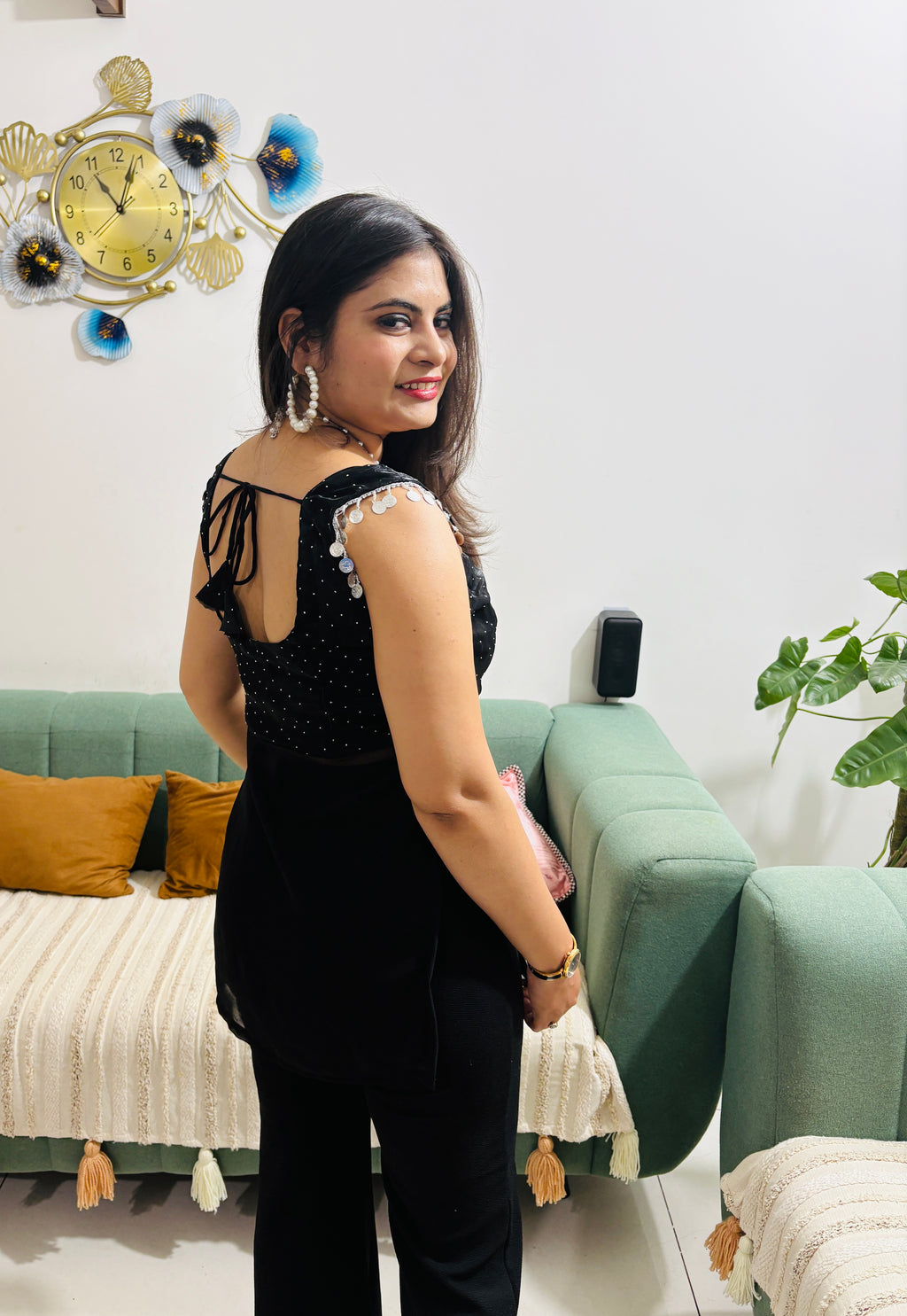 Midnight Sparkle Georgette Kurti