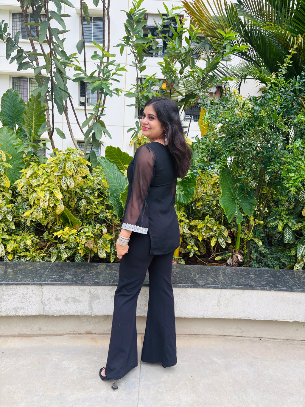 Black Silver Lace Kurti