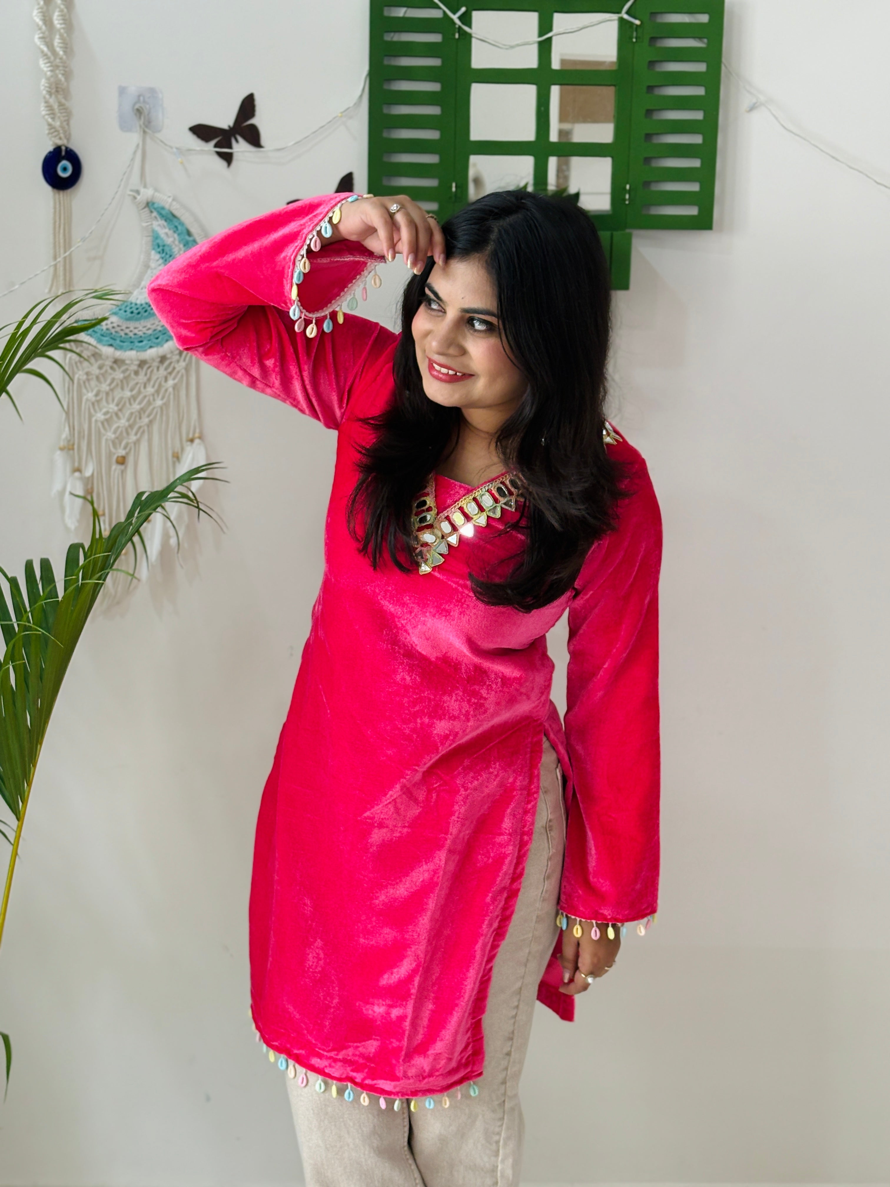 Blush Pink Pakistani Kurti