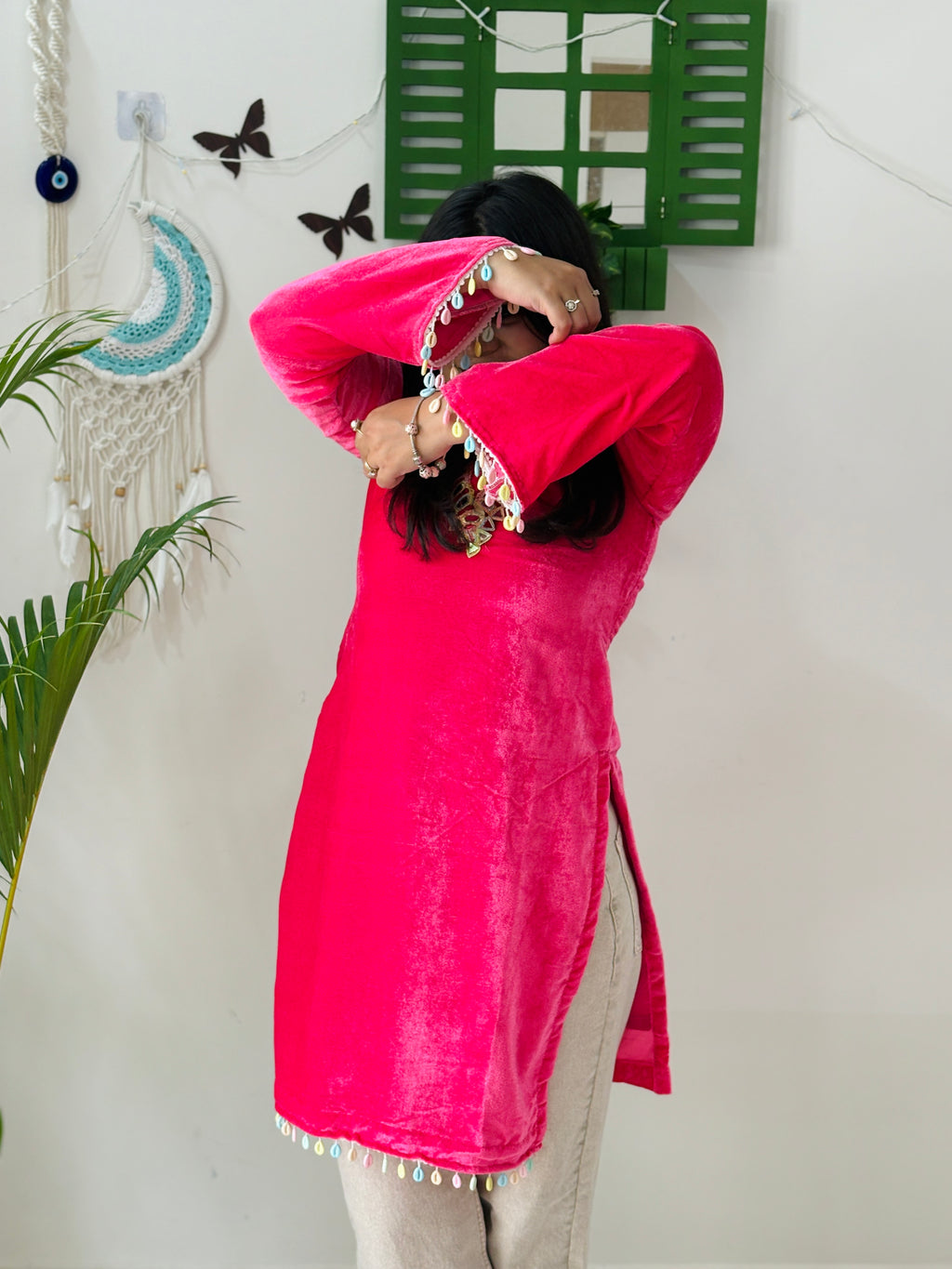 Blush Pink Pakistani Kurti