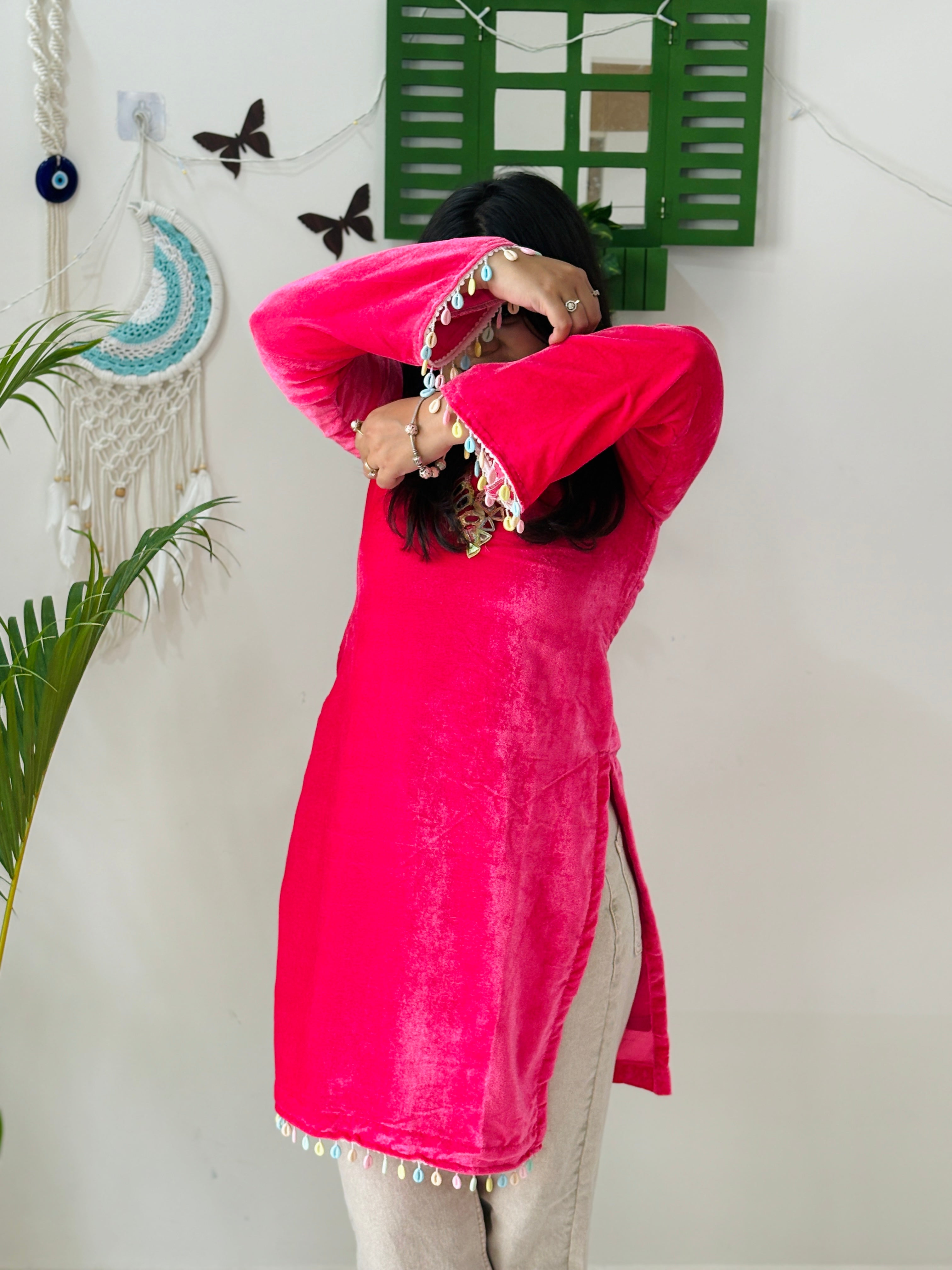 Blush Pink Pakistani Kurti