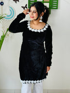 Siyah Bloom Velvet Kurti