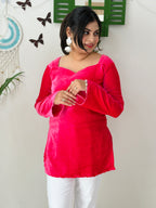Gulabi Velvet Kurti