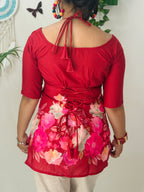 Scarlet Bloom Corset Tie-Up Kurti
