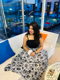 Midnight Bloom B&W Maxi Skirt