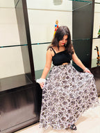 Midnight Bloom B&W Maxi Skirt