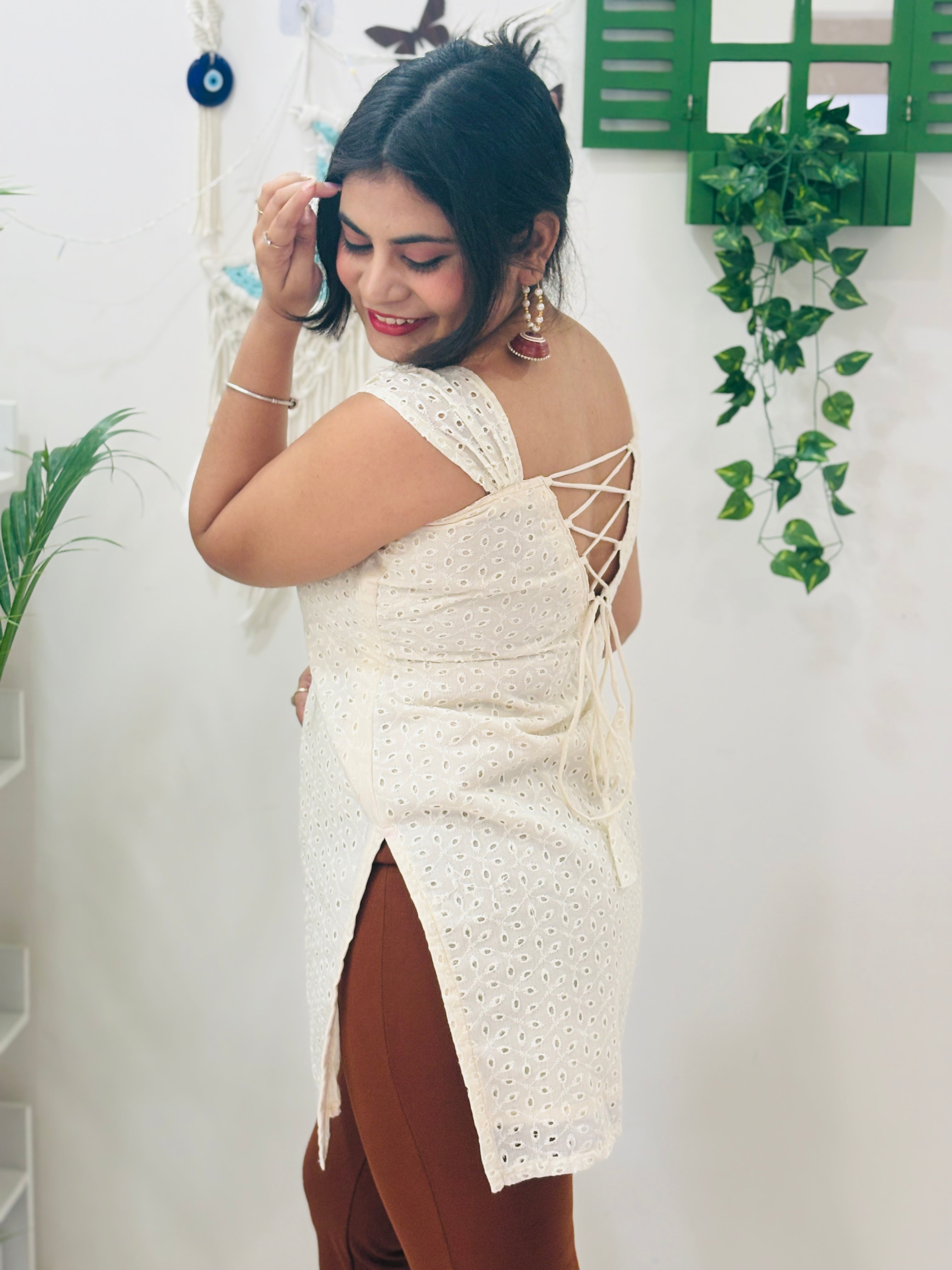 Ivory Whisper Corset Kurti