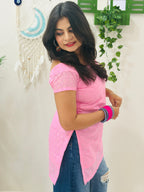 Blush Lace Charm Kurti 🌸