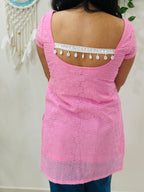 Blush Lace Charm Kurti 🌸