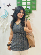 Midnight Blue Bandhani Corset Kurti