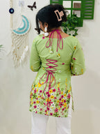 Pistachio Petal Tie-Up Corset Kurti