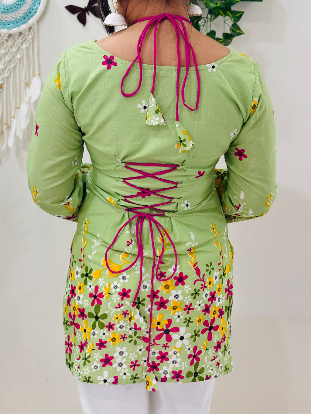 Pistachio Petal Tie-Up Corset Kurti