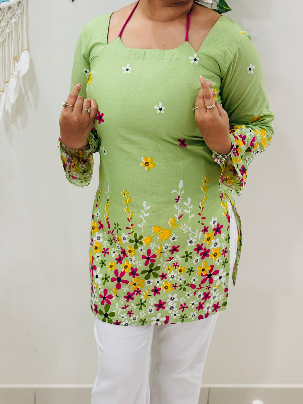 Pistachio Petal Tie-Up Corset Kurti