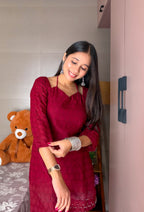 Inayat Tie-Up Corset Kurti – Raspberry Wine