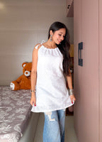 Naina Polka Dori Corset Kurti – White