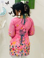 Blush Petal Tie-Up Corset Kurti (Baby Pink)