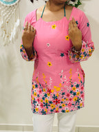 Blush Petal Tie-Up Corset Kurti (Baby Pink)