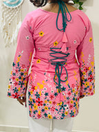 Blush Petal Tie-Up Corset Kurti (Baby Pink)