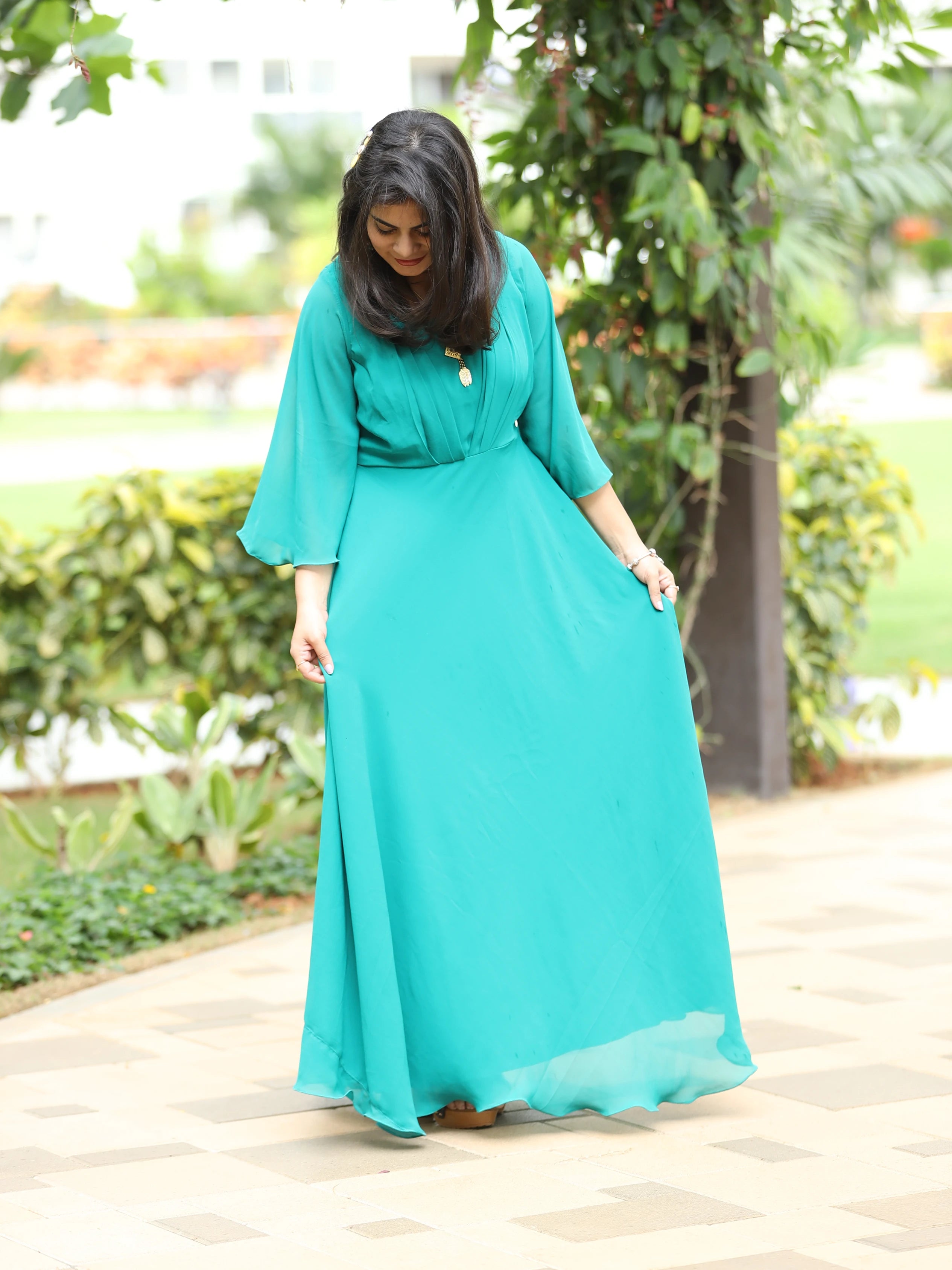 Teal Whirl Dream Gown