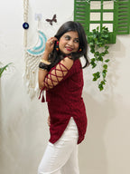 Hot Red Dori Sleeve Kurti