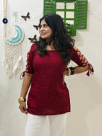 Hot Red Dori Sleeve Kurti
