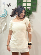 Cream Dori Sleeve Kurti
