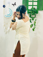 Cream Dori Sleeve Kurti