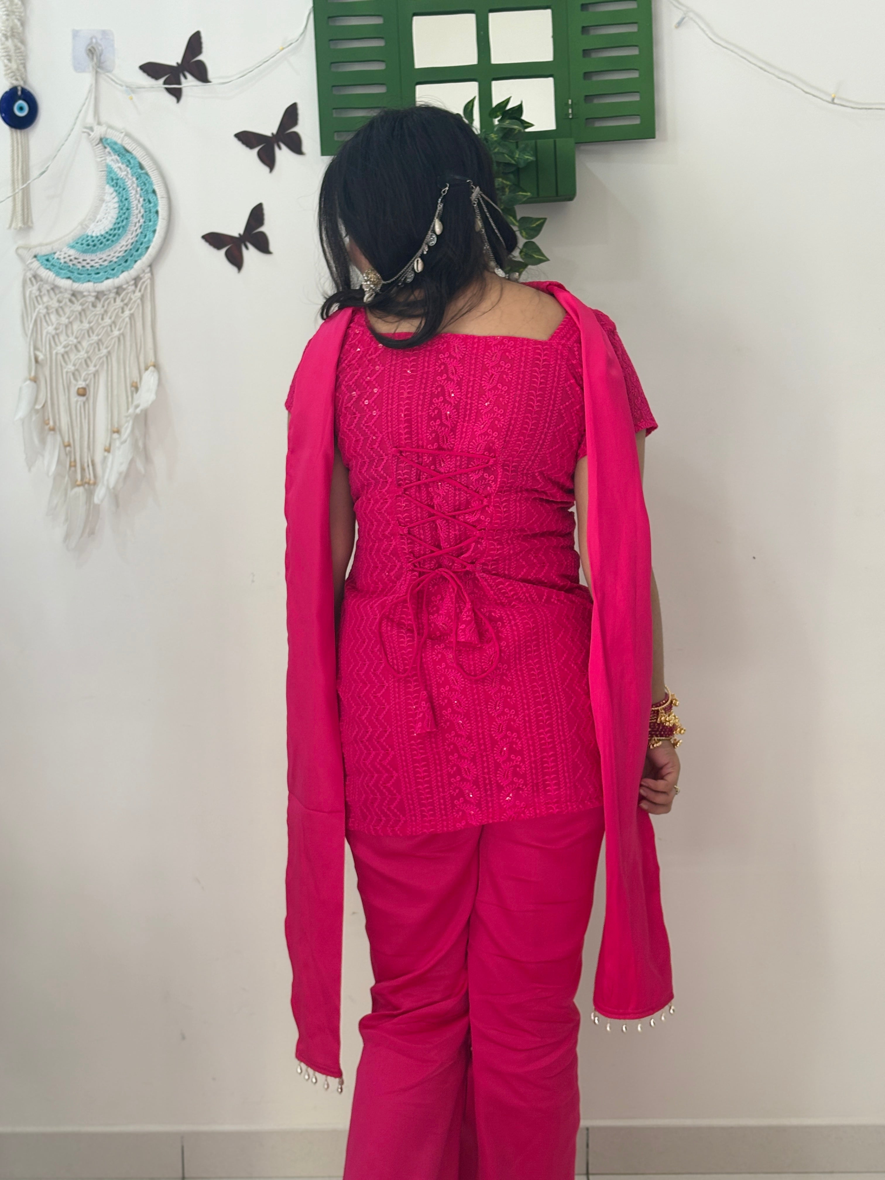 Nazakat Rani Pink Corset Suit