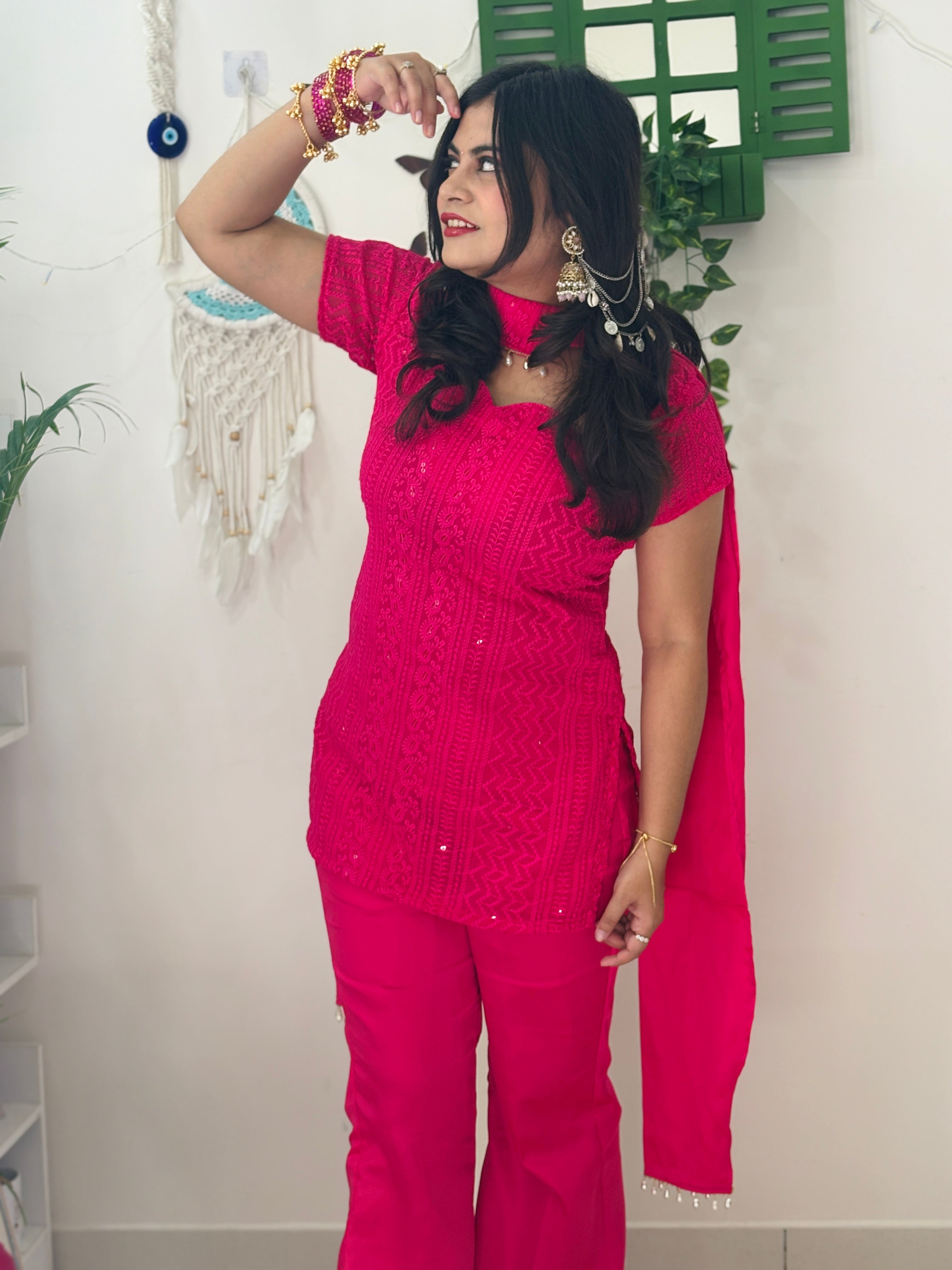 Nazakat Rani Pink Corset Suit