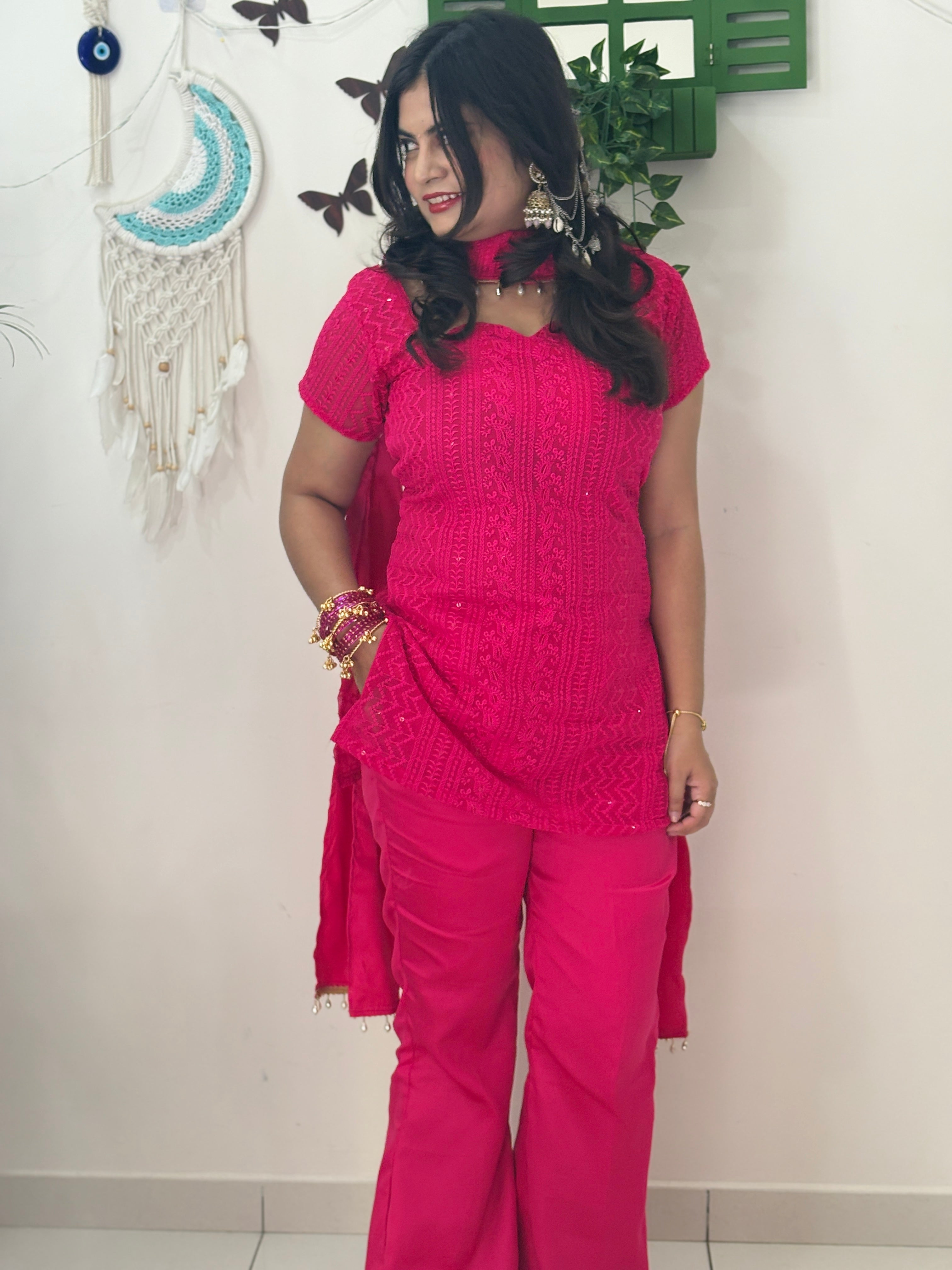 Nazakat Rani Pink Corset Suit