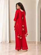 Sajni Corset Palazo Suit Set - Red