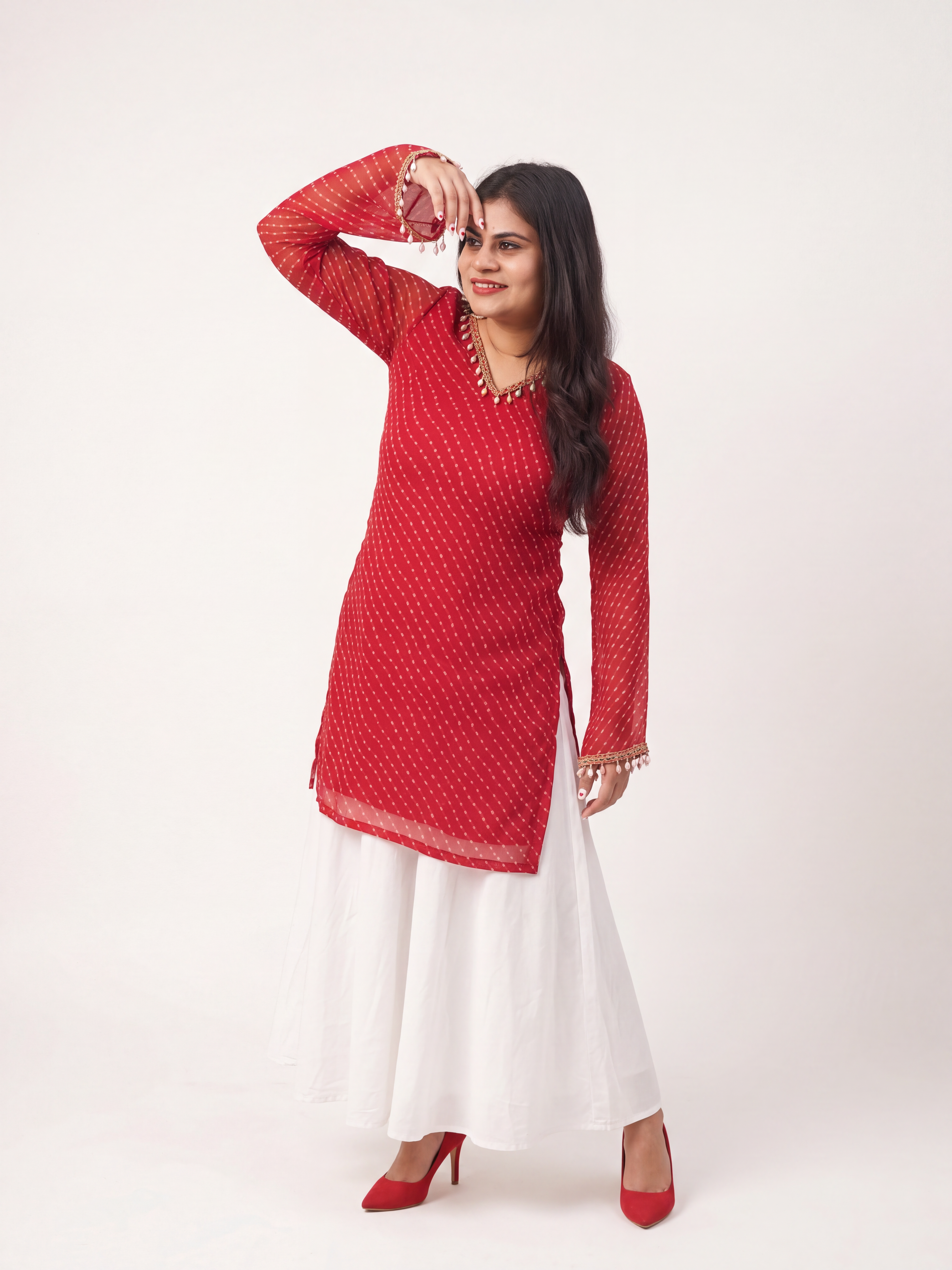 Ruhani Ruby Kota Doria Kurti