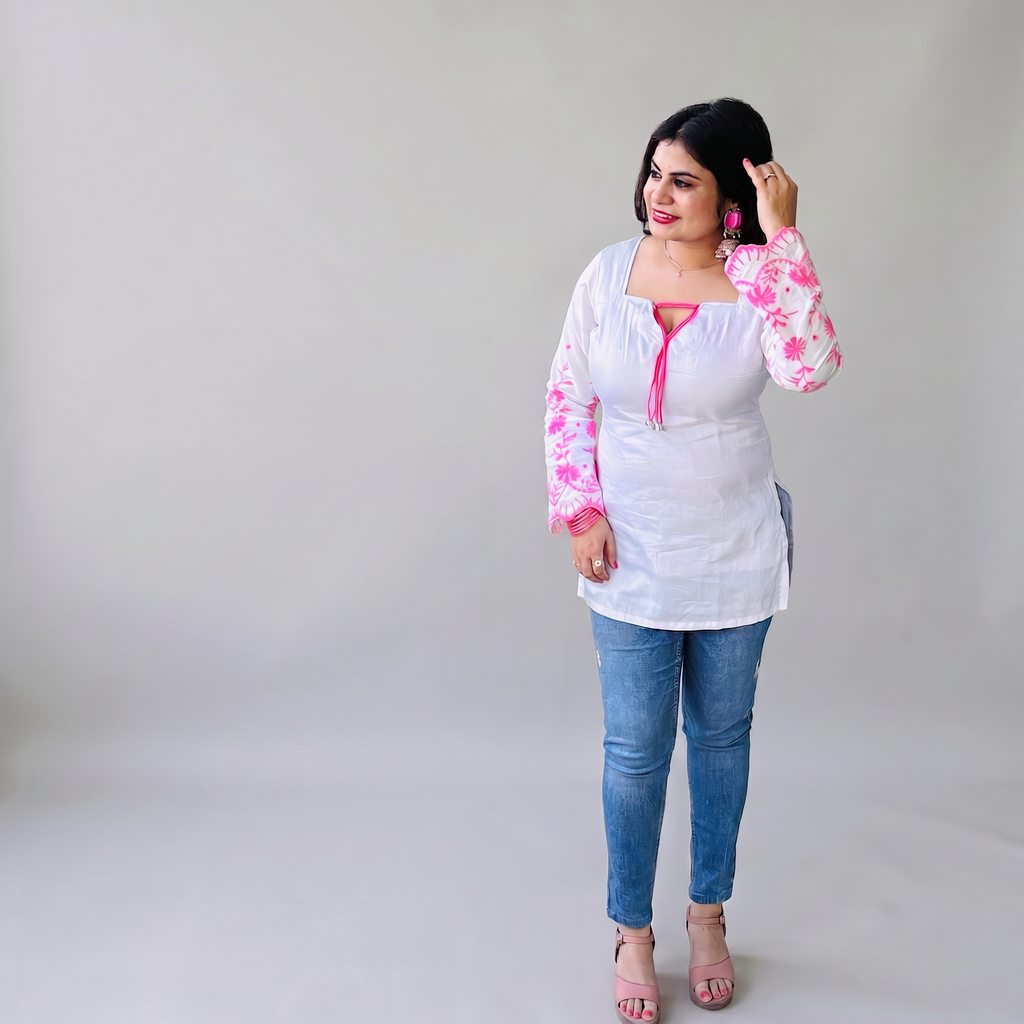 Aadhya Pink Chikankari Corset Kurti