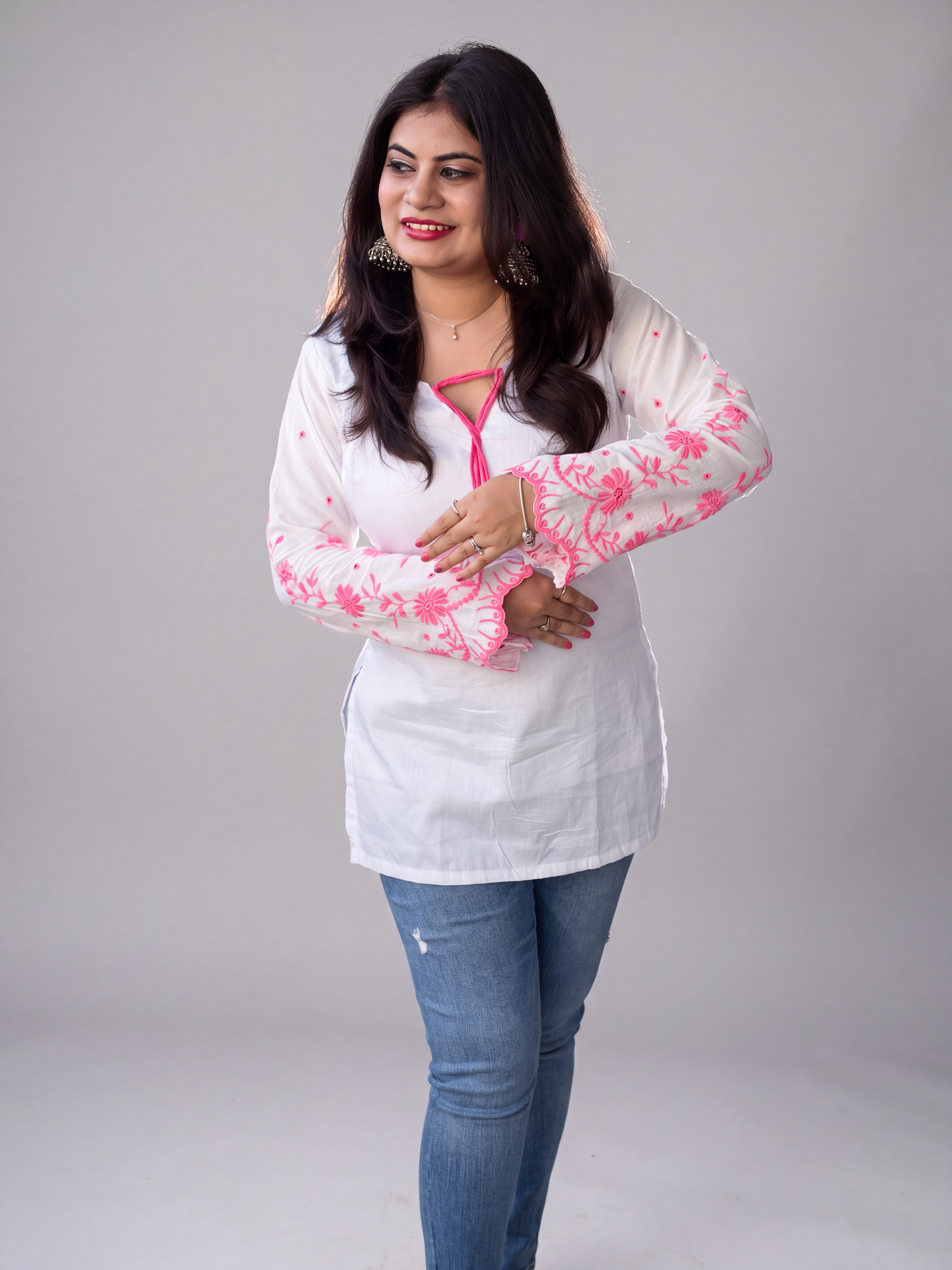 Aadhya Pink Chikankari Corset Kurti