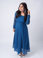 Indigo Breeze Georgette Gown
