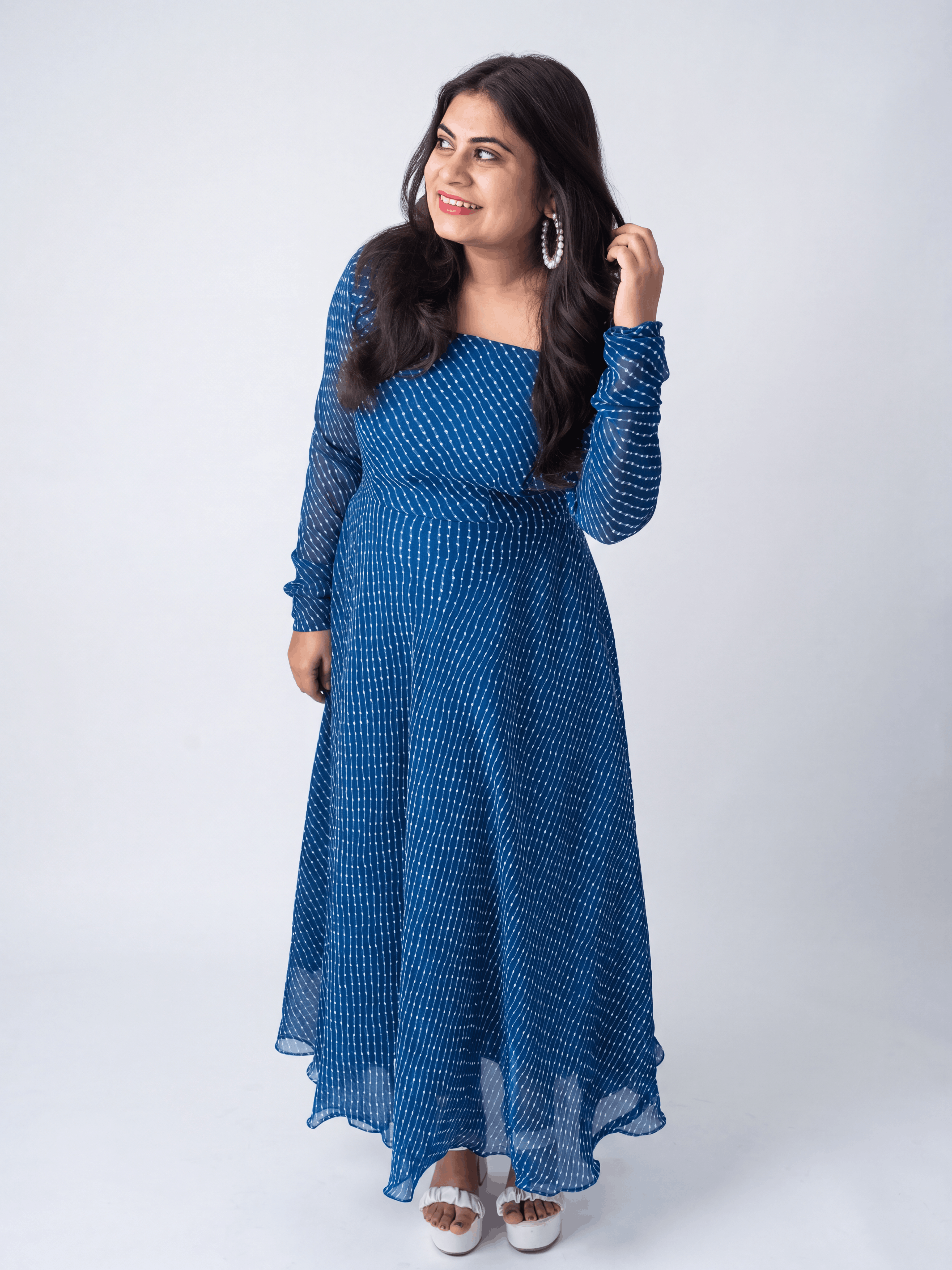 Indigo Breeze Georgette Gown