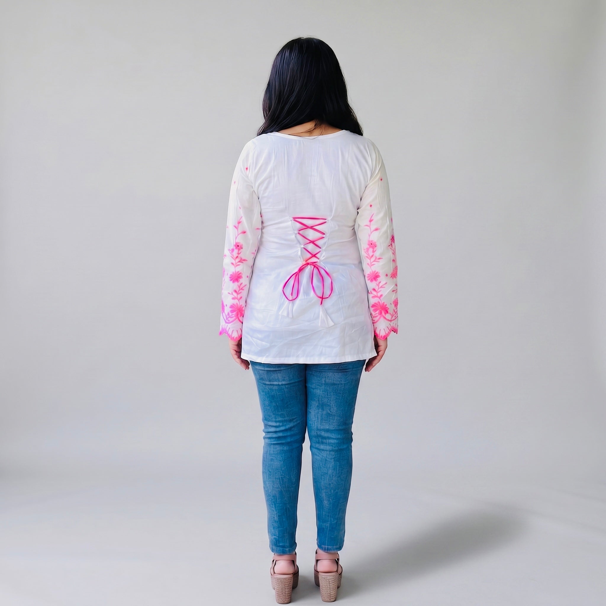 Aadhya Pink Chikankari Corset Kurti