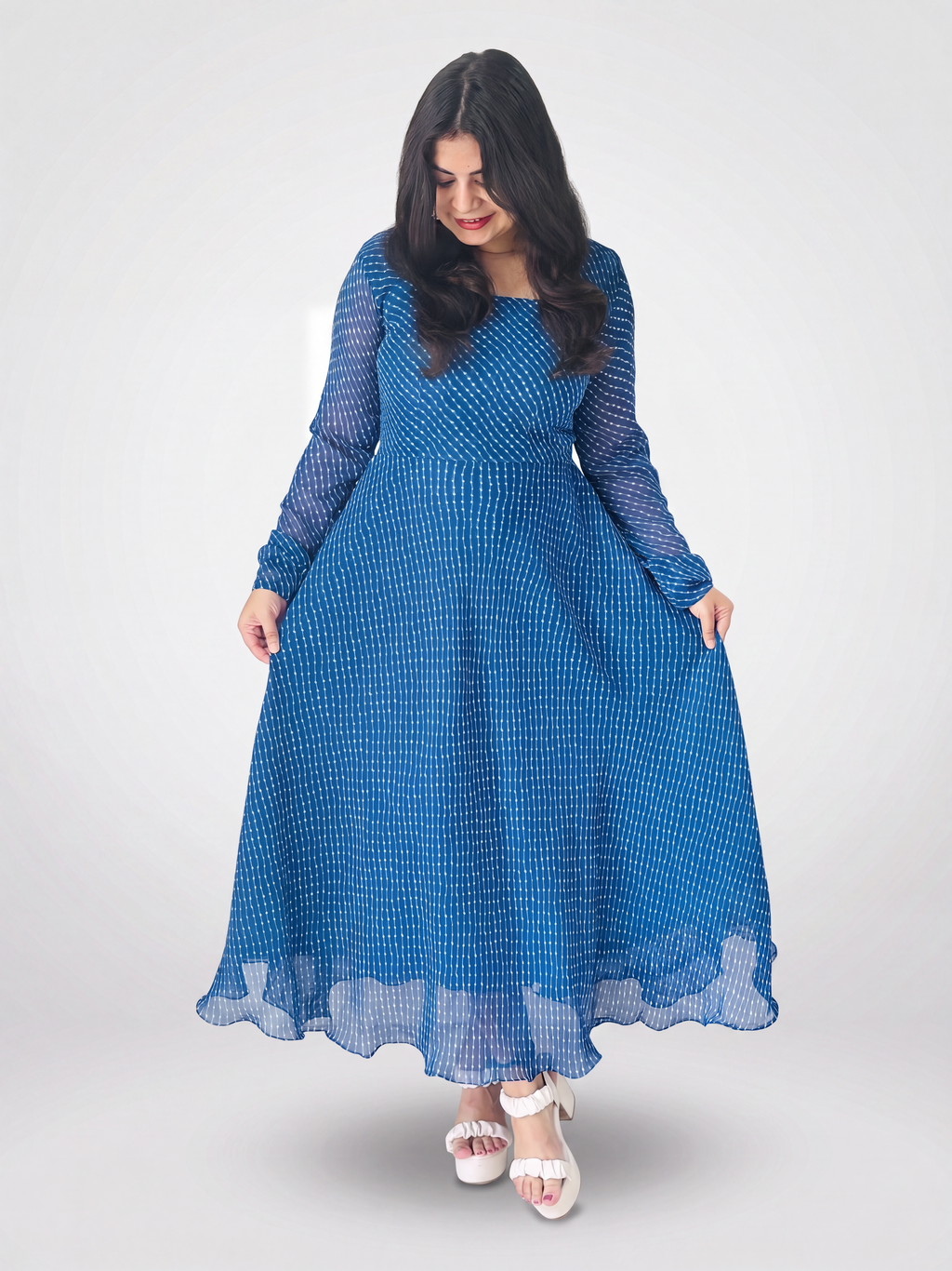 Indigo Breeze Georgette Gown