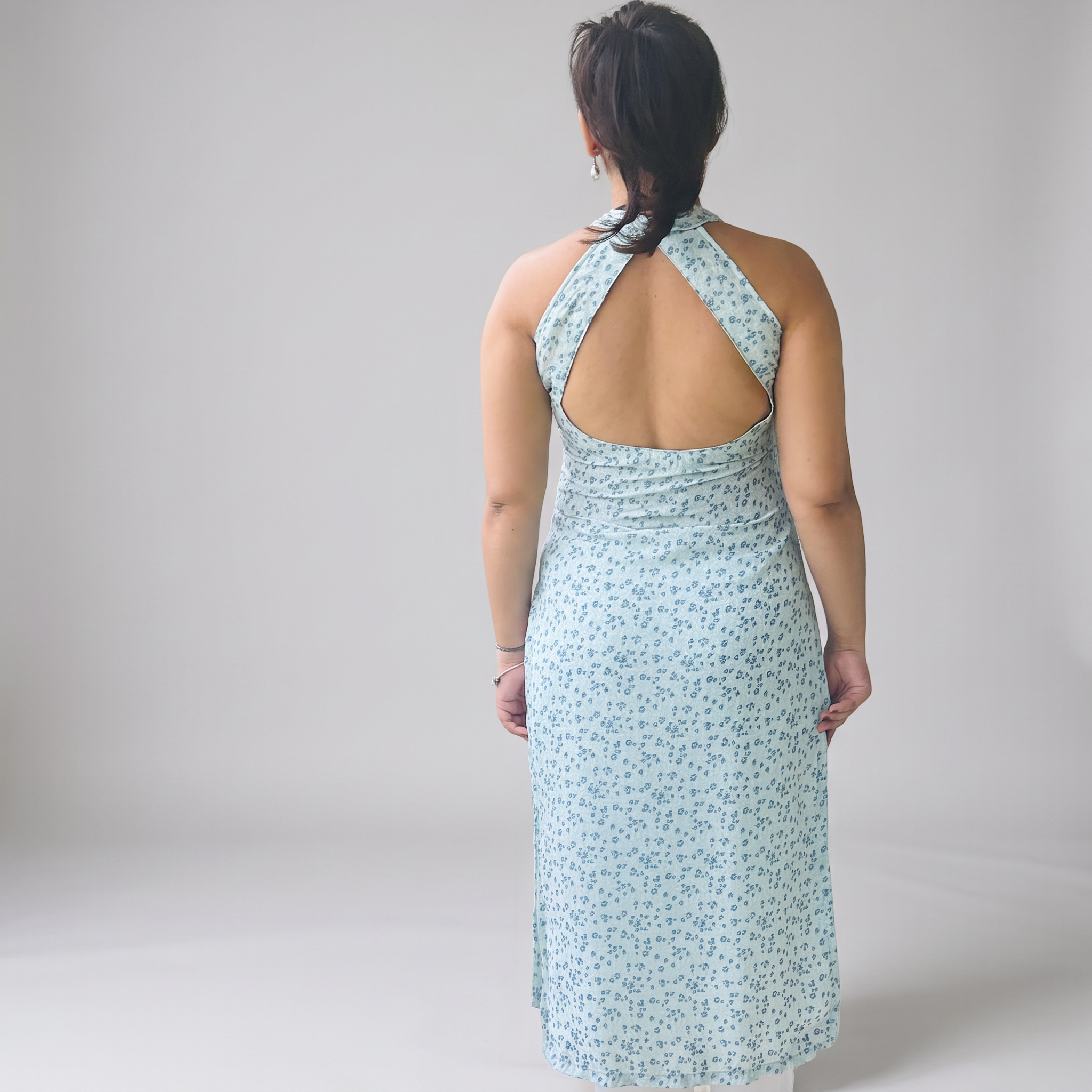 Lily Blue Petal Halter Neck Kurti