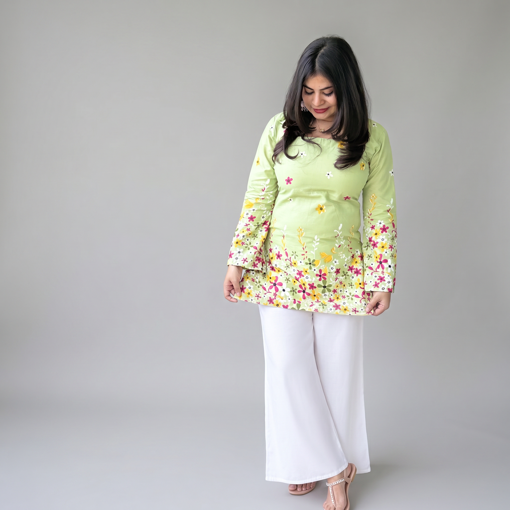 Pista Floral Corset Kurti