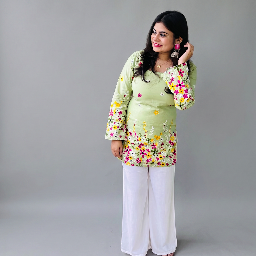 Pista Floral Corset Kurti