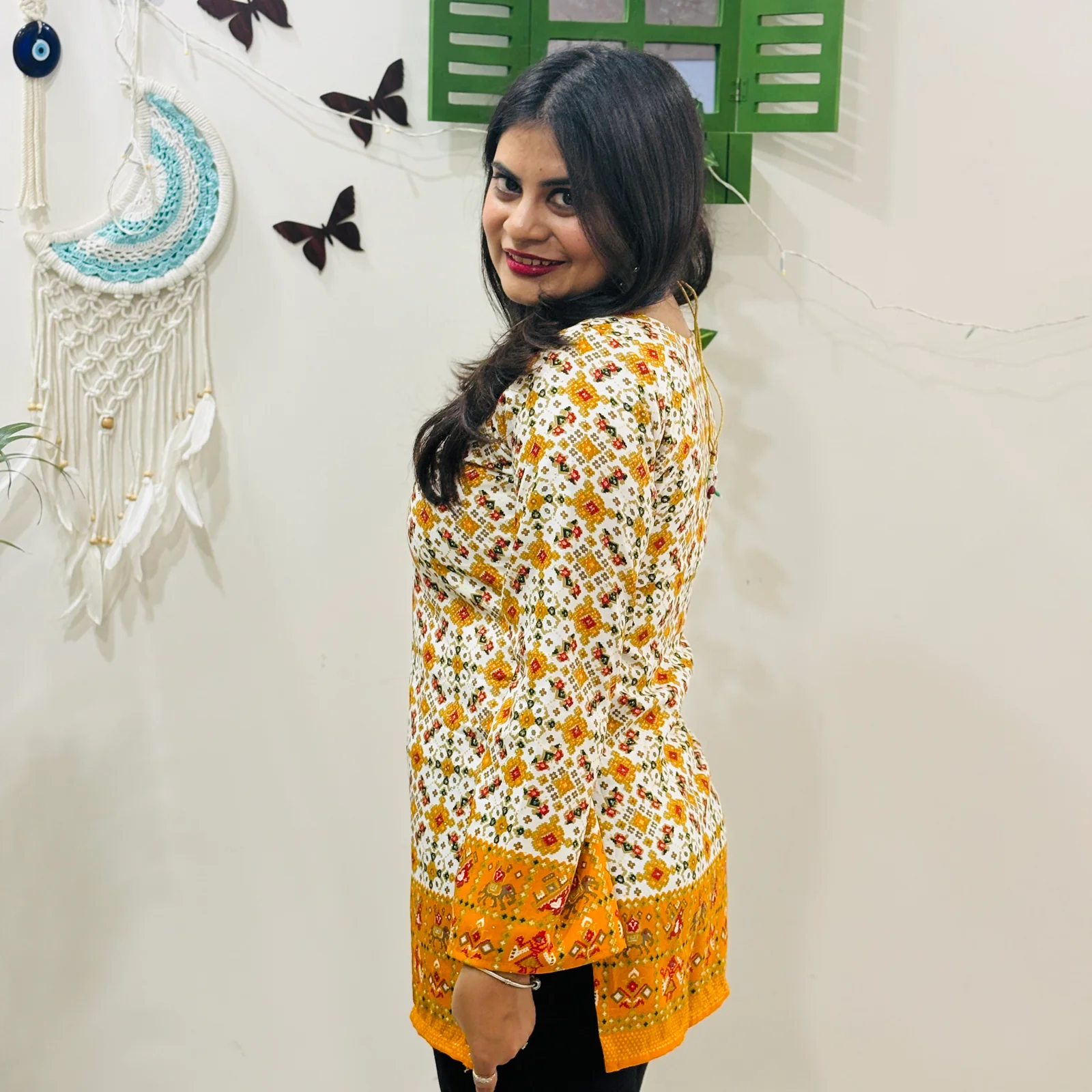 Siara Mustard Swarovski Kurti